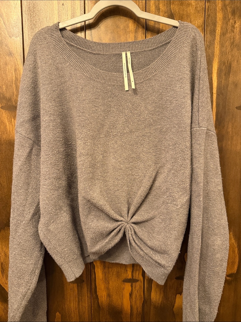 Women’s Gray Twist-Front Sweater